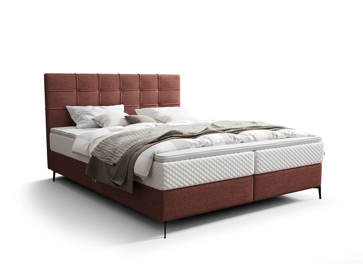 BEDANTE Boxspringbett INAO 180x200 ARAGON 59 Rot Bett Bettkasten Ehebett Hotelbett Topper Matratze Schlafzimmer Stauraum