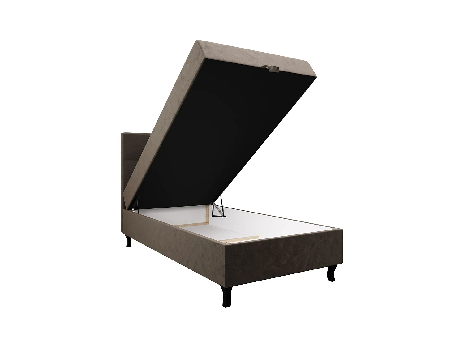 BEDANTE Lit Boxspring LIMBA 80x200 Monolith 15 Brun Lit avec coffre Lit simple Lit d’hôtel Surmatelas Matelas Chambre Espace de rangement