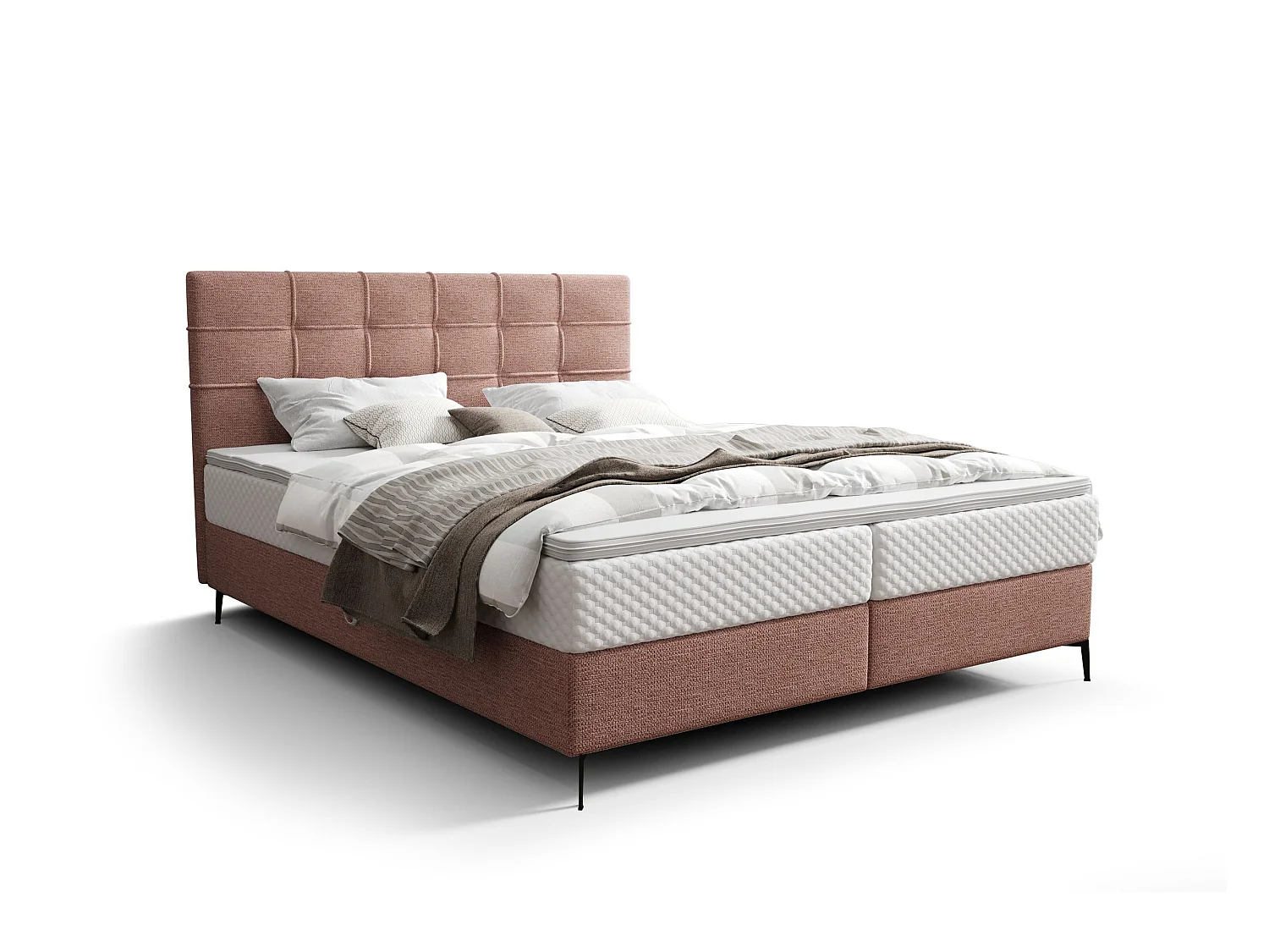 BEDANTE Lit boxspring INAO 160x200 ARAGON 62 Lit Coffre Lit double Lit d’hôtel Surmatelas Matelas Chambre à coucher Rangement