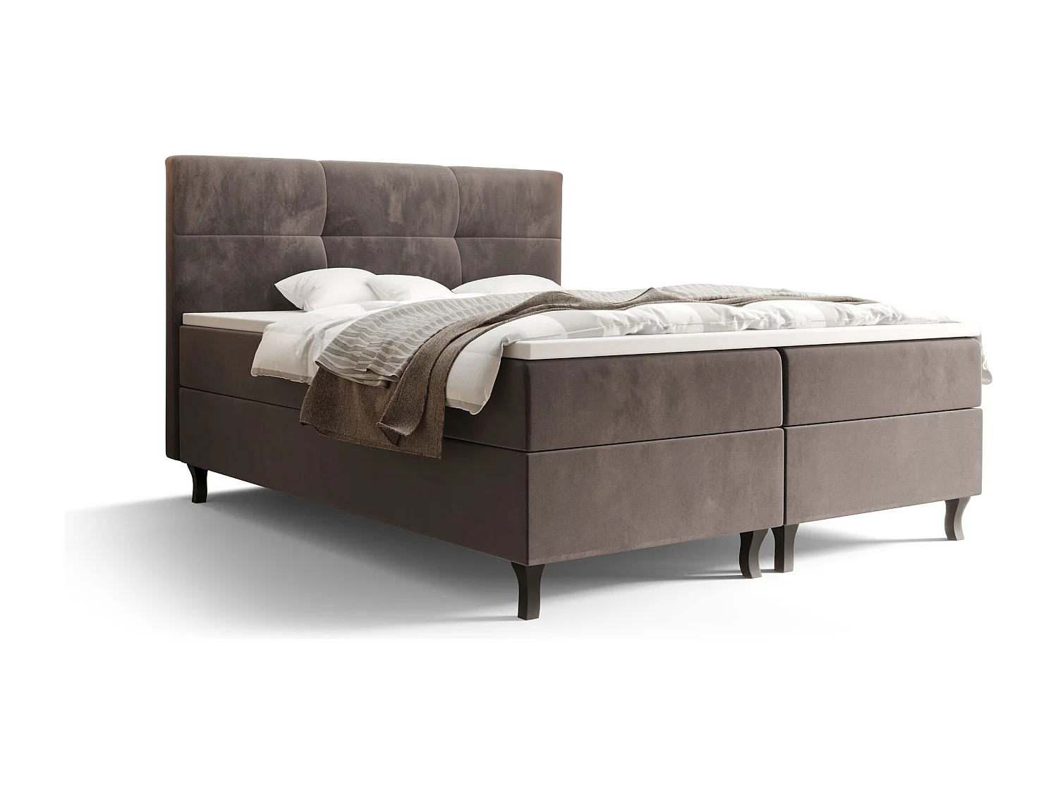 BEDANTE Boxspringbett LIMBA 180x200 Monolith 15 Braun Bett Bettkasten Ehebett Hotelbett Topper Matratze Schlafzimmer Stauraum