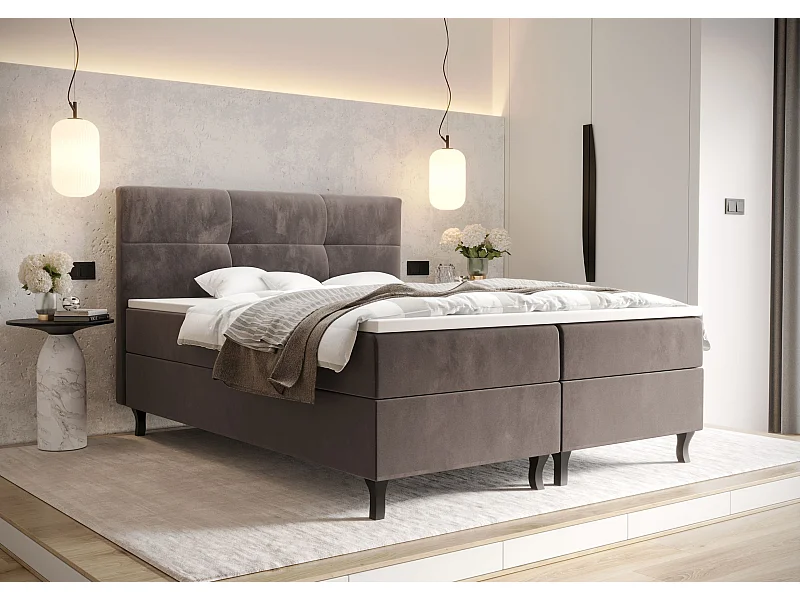 BEDANTE Boxspringbett LIMBA 180x200 Monolith 15 Braun Bett Bettkasten Ehebett Hotelbett Topper Matratze Schlafzimmer Stauraum