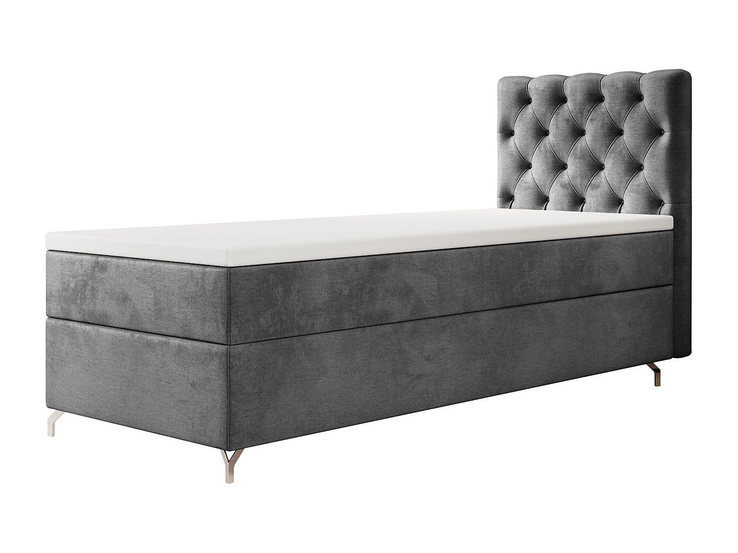 BOXBETT CHESTER 90x200 Monolith 92 avec matelas H3 et surmatelas lit avec coffre, lit simple, lit d'hôtel, chambre, avec rangement