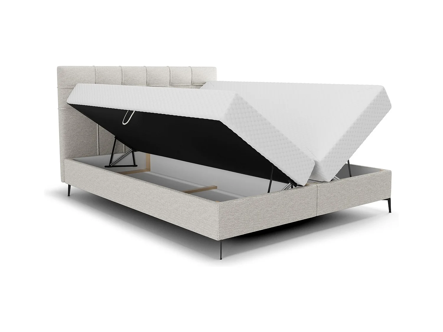 BEDANTE Lit boxspring INAO 160x200 ARAGON 80 Lit Coffre Lit double Lit d’hôtel Surmatelas Matelas Chambre à coucher Rangement