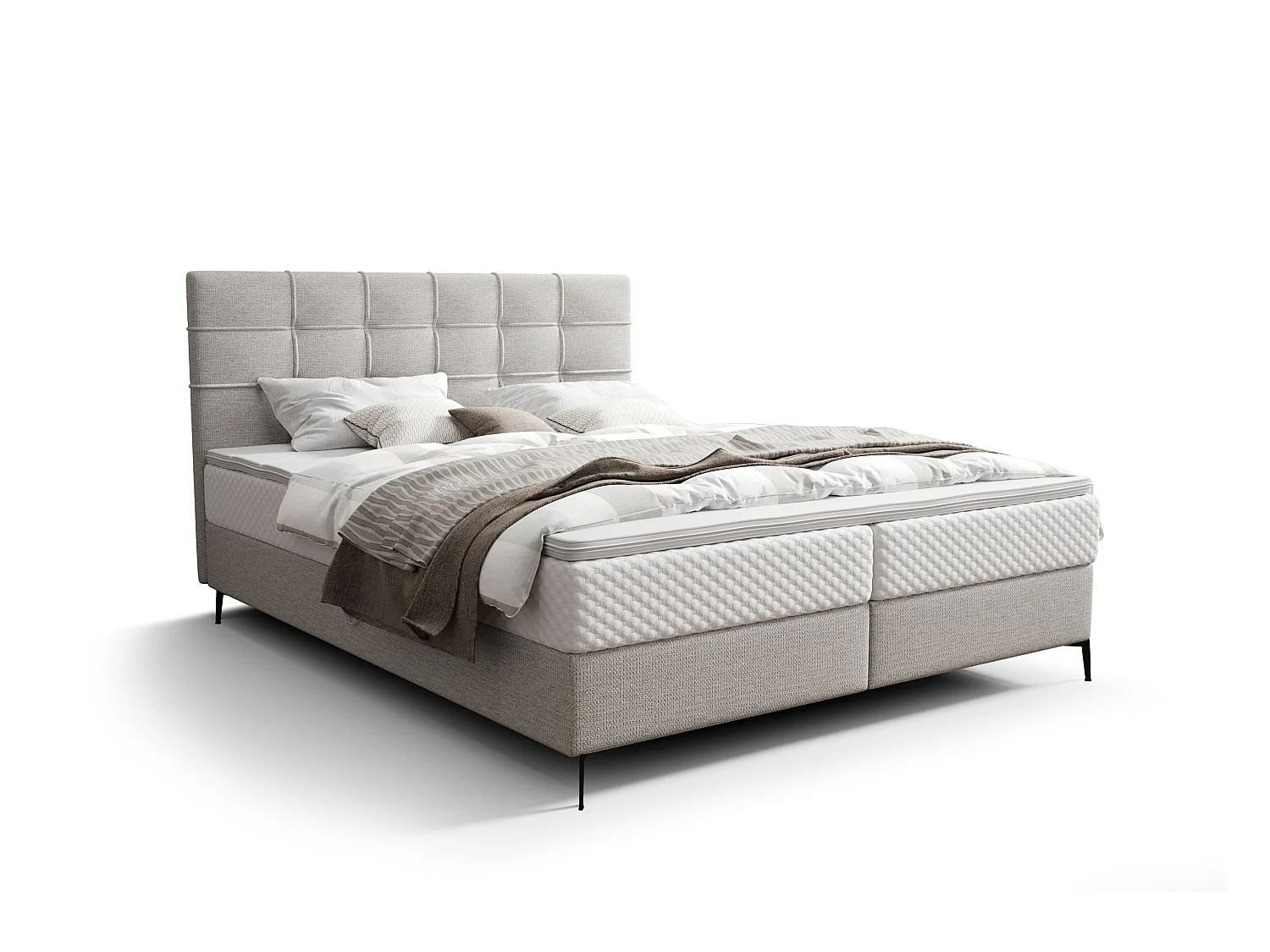 BEDANTE Lit boxspring INAO 160x200 ARAGON 80 Lit Coffre Lit double Lit d’hôtel Surmatelas Matelas Chambre à coucher Rangement