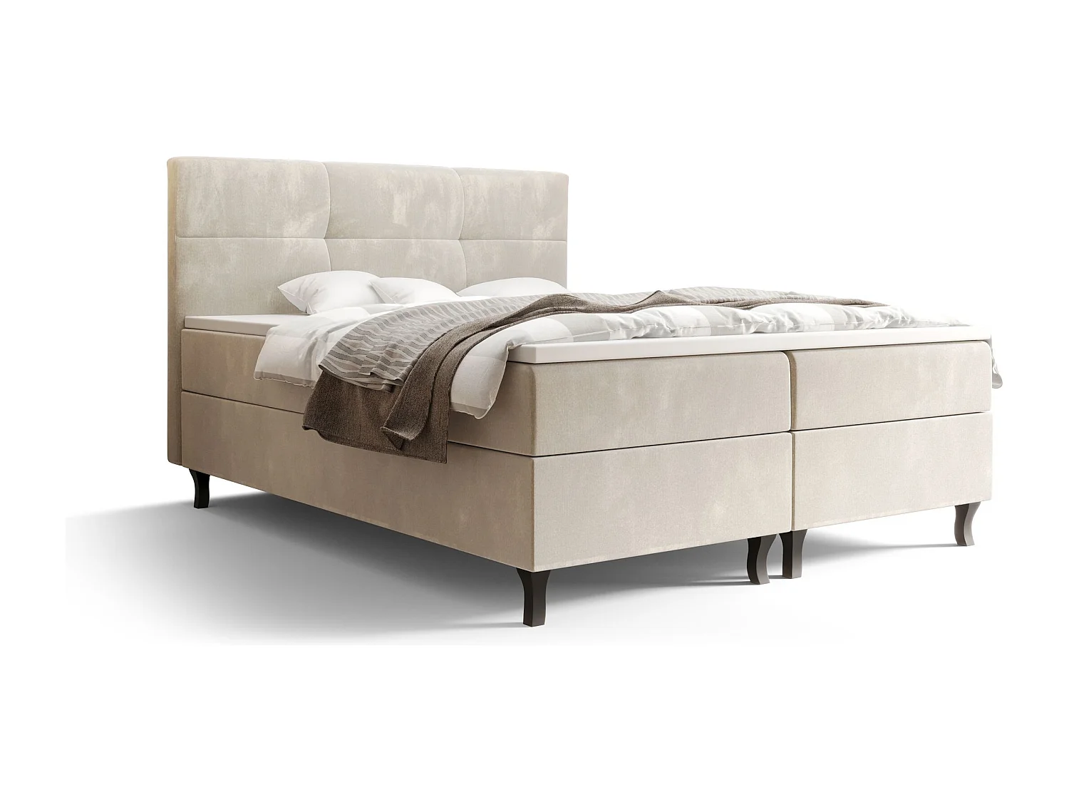 BEDANTE Boxspringbett LIMBA 180x200 Monolith 02 Creme Bett Bettkasten Ehebett Hotelbett Topper Matratze Schlafzimmer Stauraum