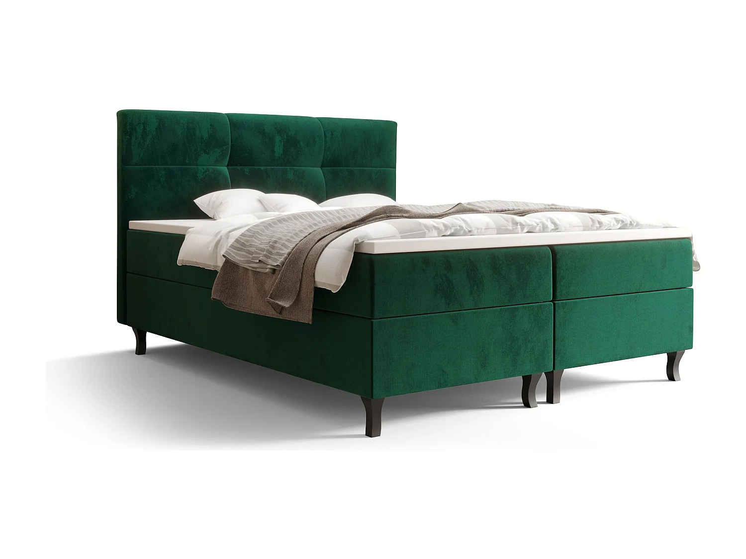 BEDANTE Boxspringbett LIMBA 140x200 Monolith 37 Grün Bett Bettkasten Ehebett Hotelbett Topper Matratze Schlafzimmer Stauraum