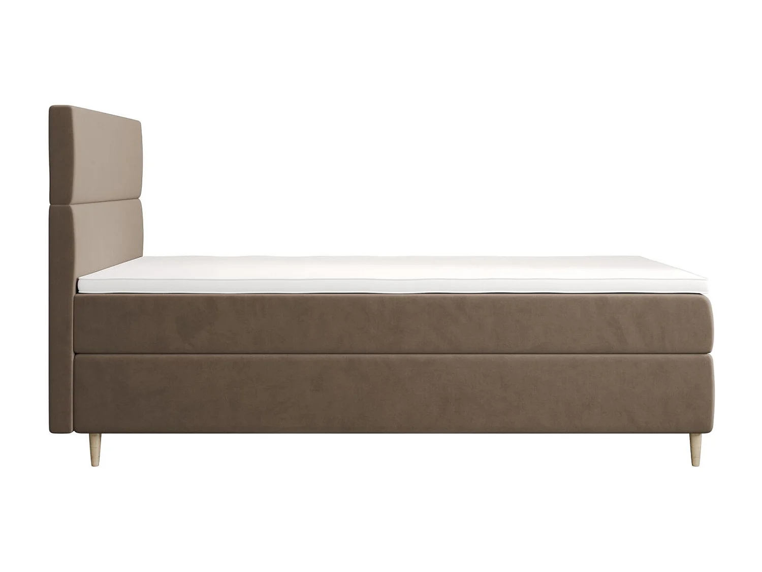 BEDANTE Lit boxspring FLO 80x200 Itaka 48 Marron clair Lit Coffre Lit simple Lit d'hôtel Surmatelas Matelas Chambre Rangement