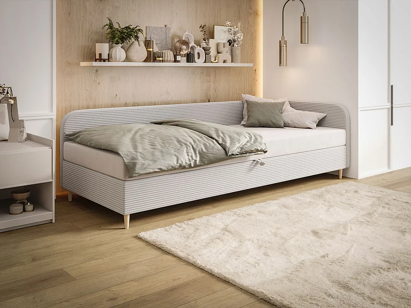 BEDANTE bed MIKO 80x200 RIVIERA 82+LINCOLN 2 lichtgrijs bed jeugdbed eenpersoonsbed hotelbed matras slaapkamer opbergruimte