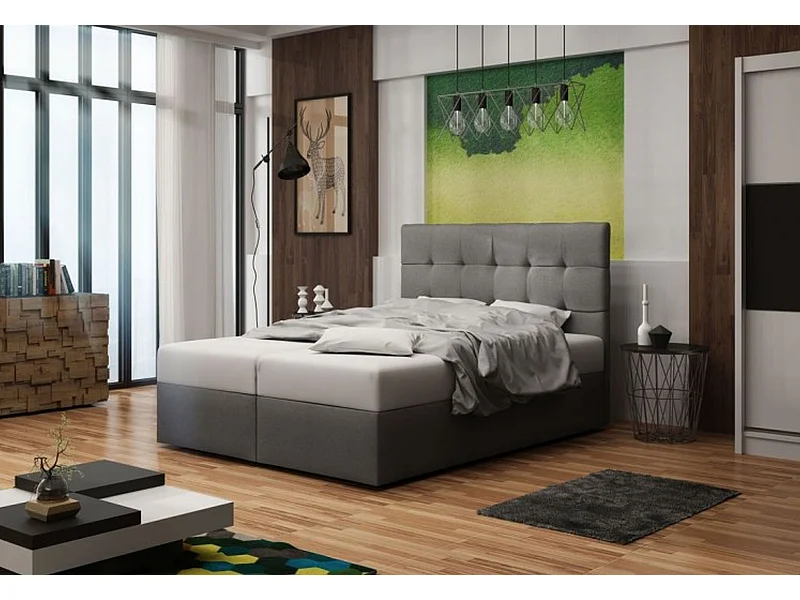 BEDANTE Boxspringbett DUO 2 160x200 Cosmic 160 Grau Bett Bettkasten Ehebett Hotelbett Topper Matratze Schlafzimmer Stauraum