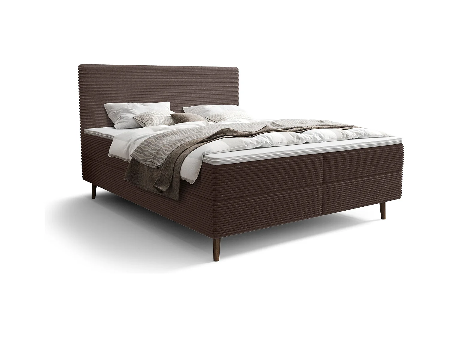 BEDANTE lit boxspring NARA 140x200 POSO 04 marron lit coffre de lit lit double lit d'hôtel surmatelas matelas chambre à coucher rangement