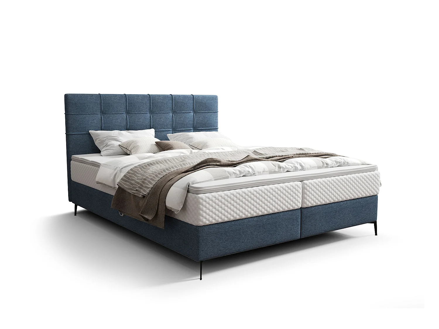 BEDANTE Lit boxspring INAO 160x200 ARAGON 74 Lit Coffre Lit double Lit d’hôtel Surmatelas Matelas Chambre à coucher Rangement