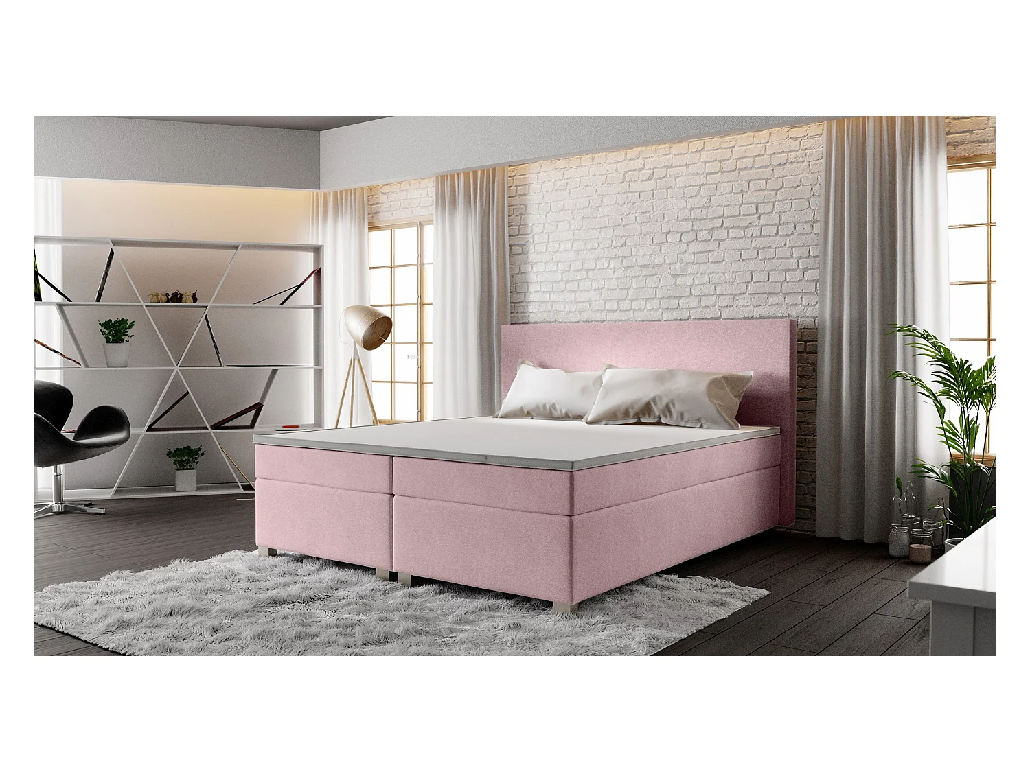 BEDANTE lit boxspring SIMPLE 160x200 COSMIC 14 rose lit coffre de lit lit double lit d'hôtel surmatelas matelas chambre à coucher rangement