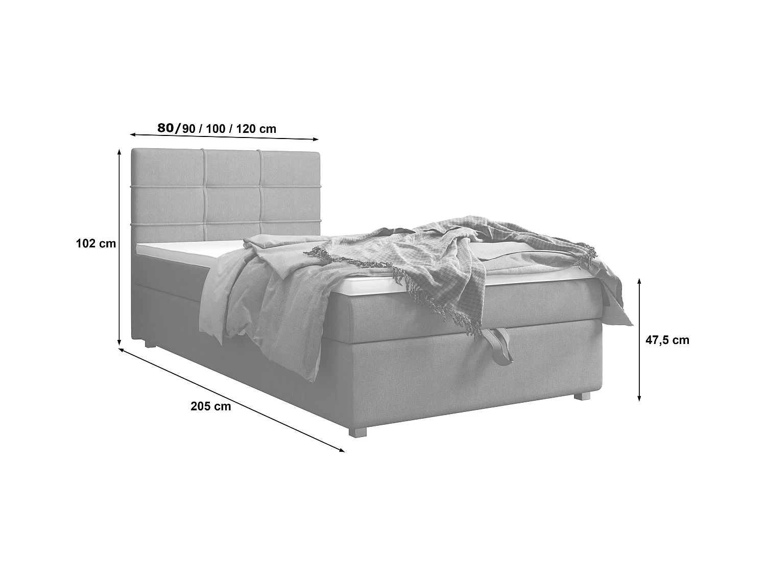 BEDANTE Lit boxspring FADO 1 80x200 Cosmic 14 Rose Lit Coffre Lit simple Lit d’hôtel