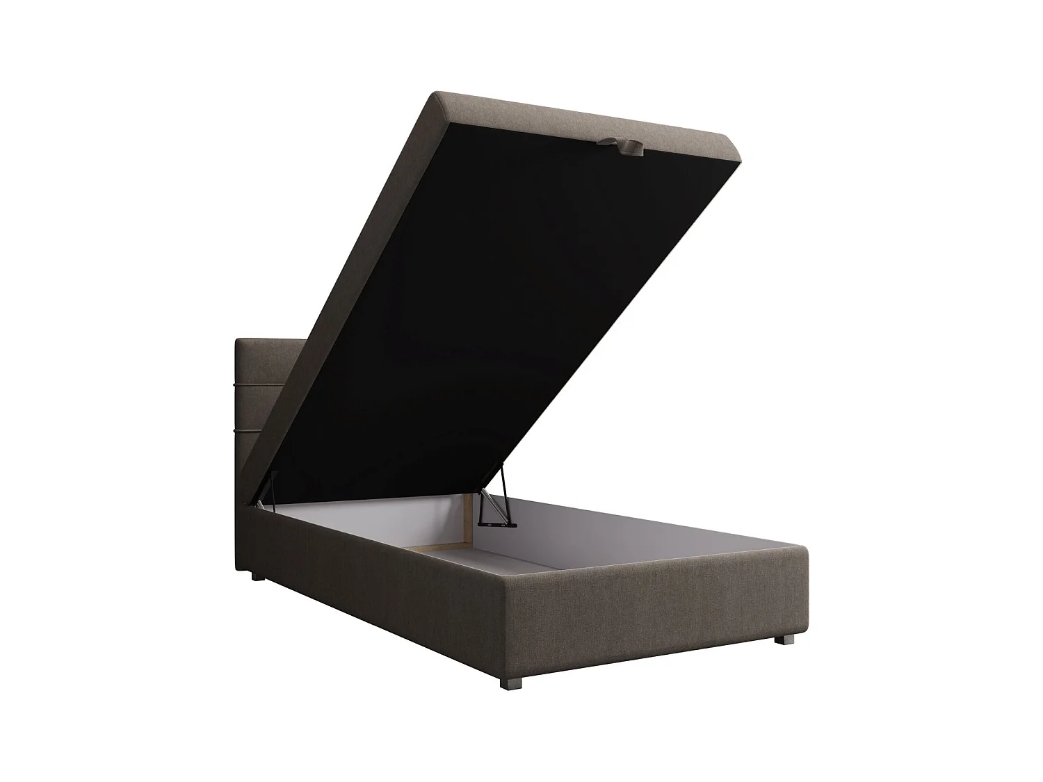 BEDANTE lit boxspring CHESTER PLUS 100x200 vert foncé avec matelas H3 et surmatelas lit avec coffre, lit simple, lit d'hôtel, chambre, avec rangement