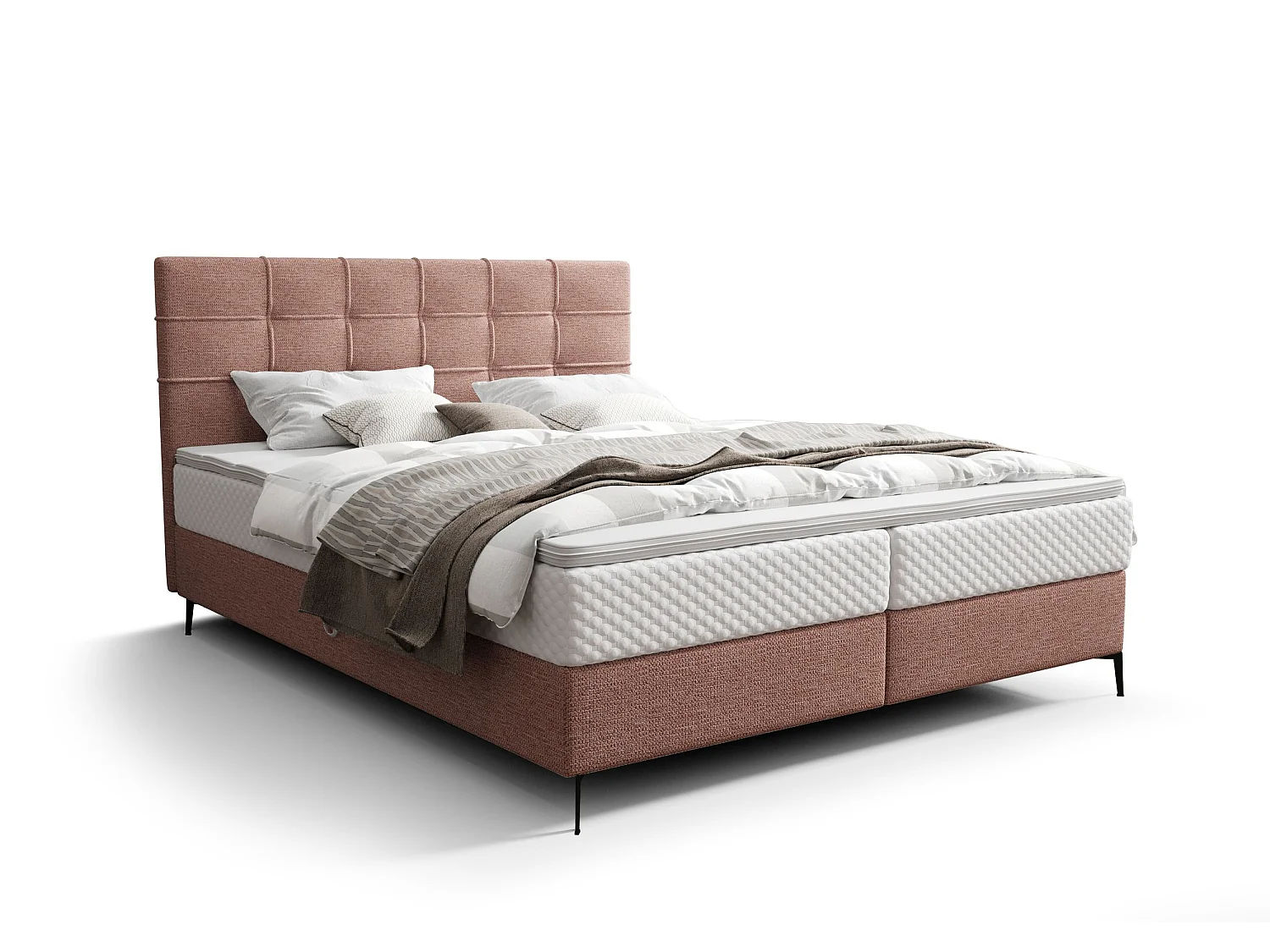 BEDANTE Boxspringbett INAO 180x200 ARAGON 62 Rosa Bett Bettkasten Ehebett Hotelbett Topper Matratze Schlafzimmer Stauraum