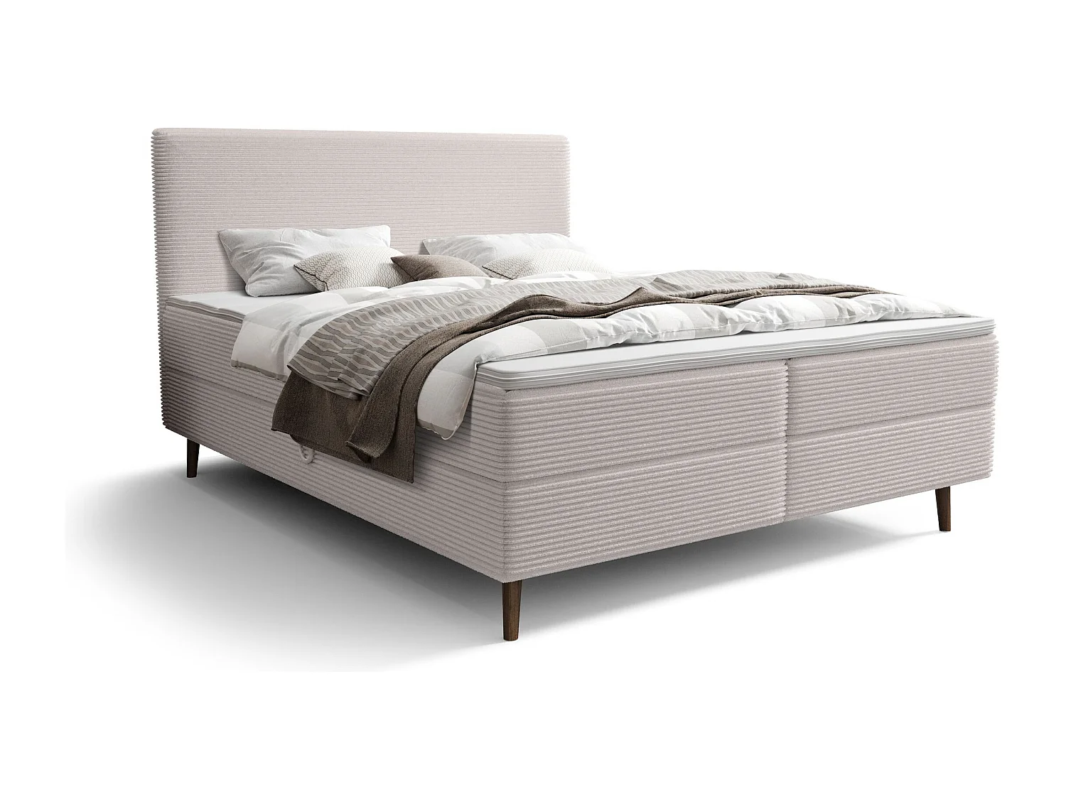 BEDANTE Boxspringbett NARA 140x200 POSO 100 Beige Bett Bettkasten Ehebett Hotelbett Topper Matratze Schlafzimmer Stauraum