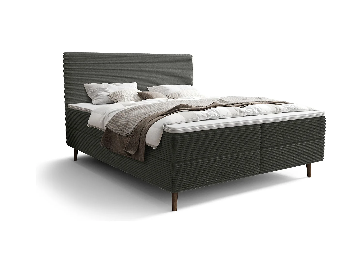 BEDANTE lit boxspring NARA 180x200 POSO 115 gris foncé lit coffre de lit lit double lit d'hôtel surmatelas matelas chambre à coucher rangement