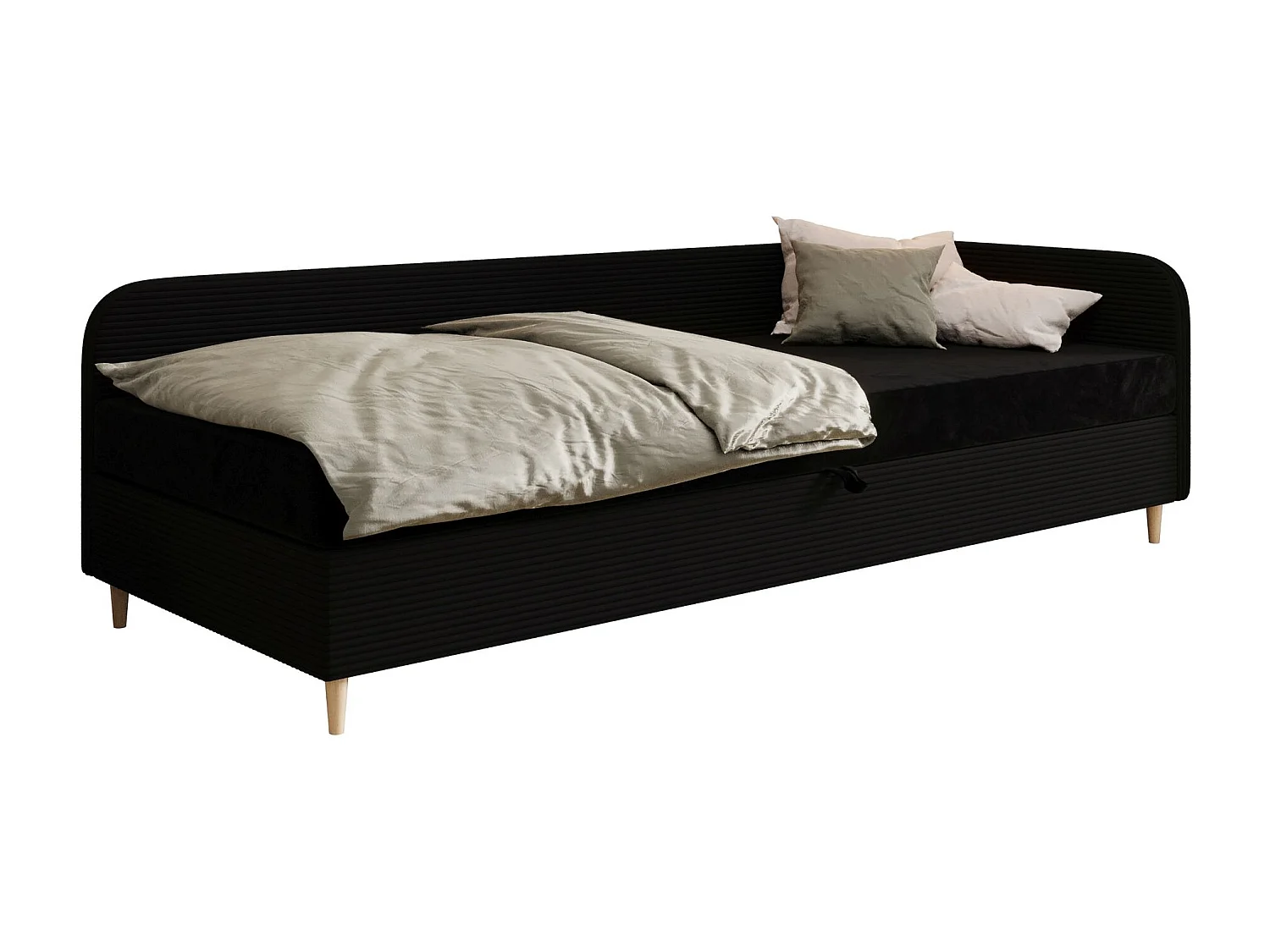 BEDANTE Bett MIKO 90x200 RIVIERA 100+LINCOLN 100 Schwarz Bett Jugendbett Einzelbett Hotelbett Matratze Schlafzimmer Stauraum