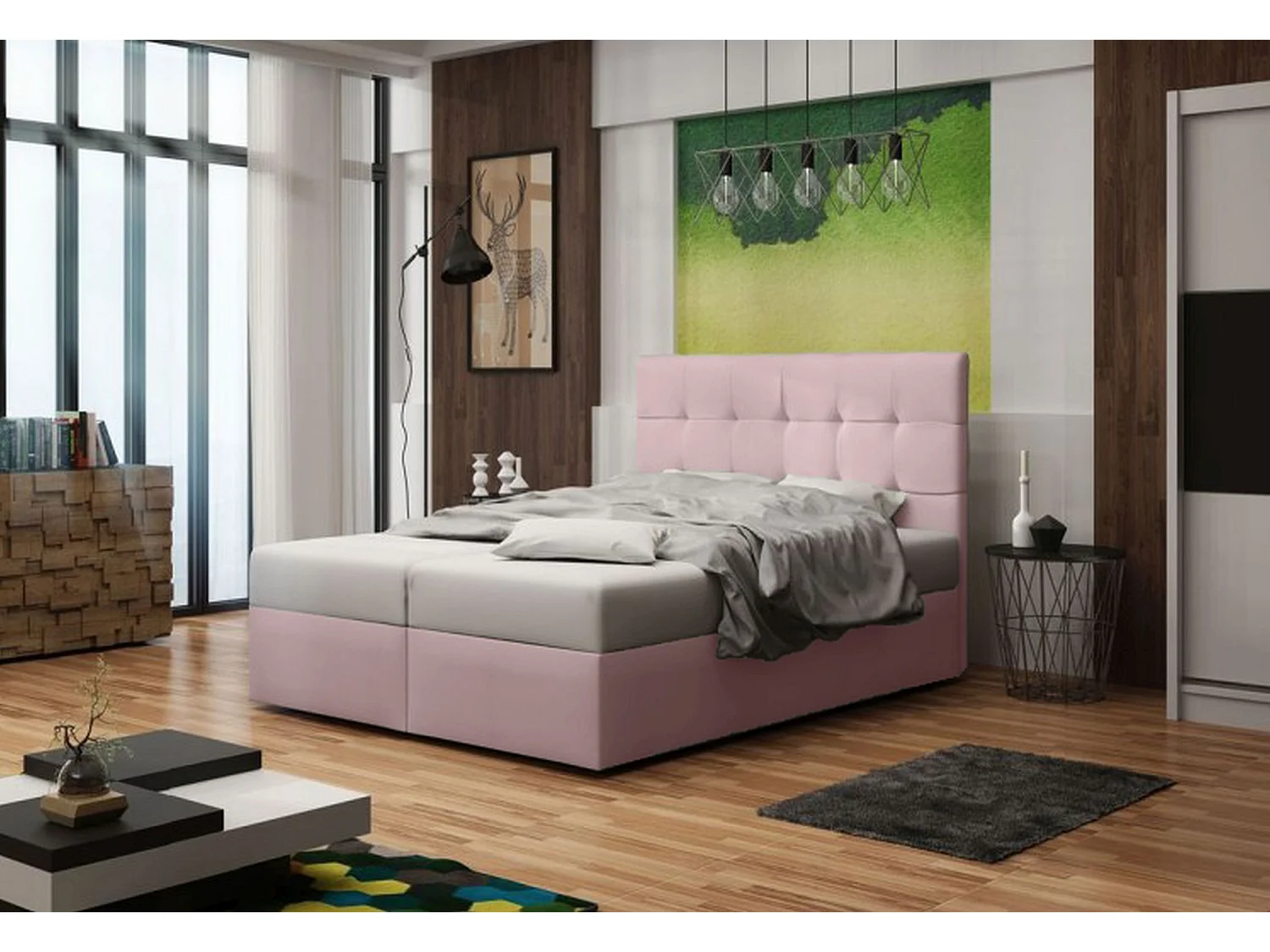 BEDANTE Boxspringbett DUO 2 140x200 Cosmic 14 Rosa Bett Bettkasten Ehebett Hotelbett Topper Matratze Schlafzimmer Stauraum