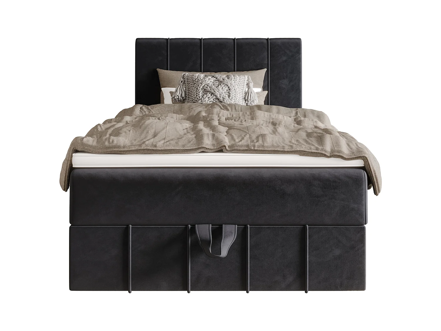 BEDANTE lit boxspring BAHAMA 80x200 Monolith 97 gris foncé lit avec coffre lit simple lit d’hôtel surmatelas matelas chambre espace de rangement