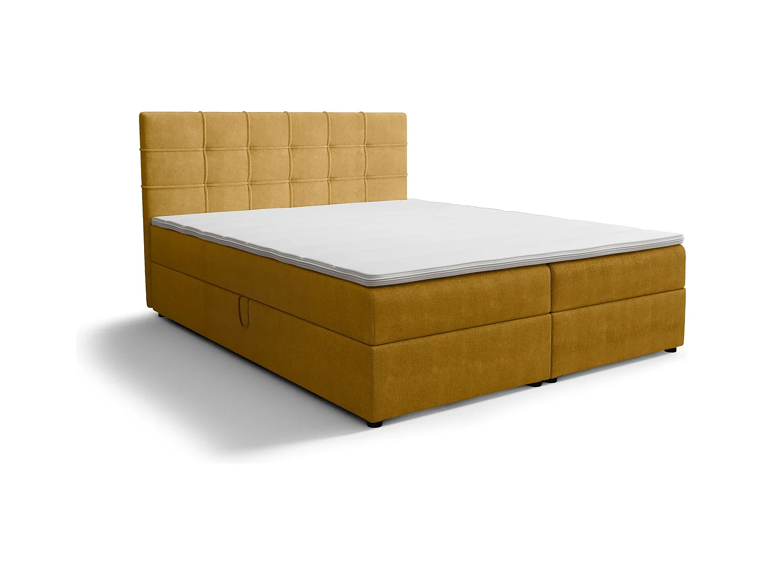 BEDANTE Lit boxspring KIDA 200x200 Curio 48 Orange Lit Litkasten Lit double Lit d'hôtel Chambre à coucher Espace de rangement