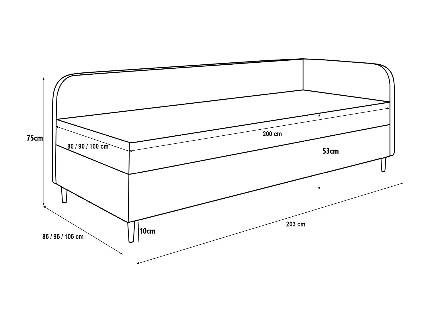 BEDANTE Bett MIKO 100x200 RIVIERA 91+LINCOLN 90 Grau Bett Jugendbett Einzelbett Hotelbett Matratze Schlafzimmer Stauraum
