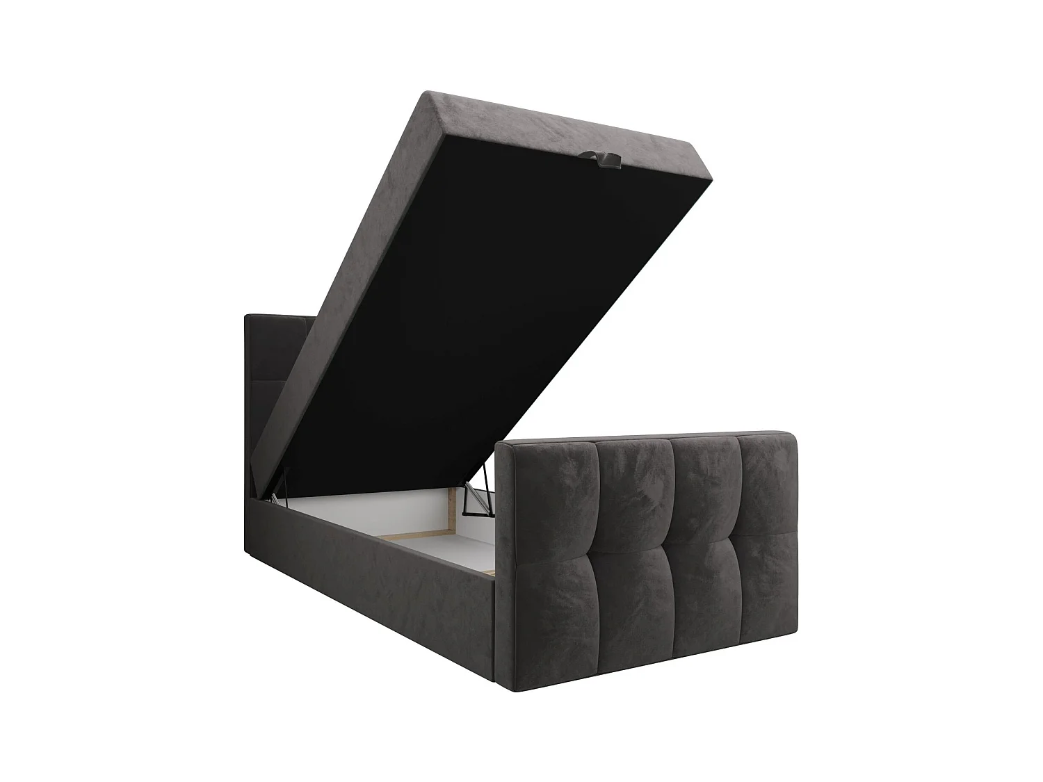 BEDANTE Lit Boxspring MANHATTAN 80x200 Monolith 92 Gris Lit avec coffre Lit simple Lit d’hôtel Surmatelas Matelas Chambre Espace de rangement