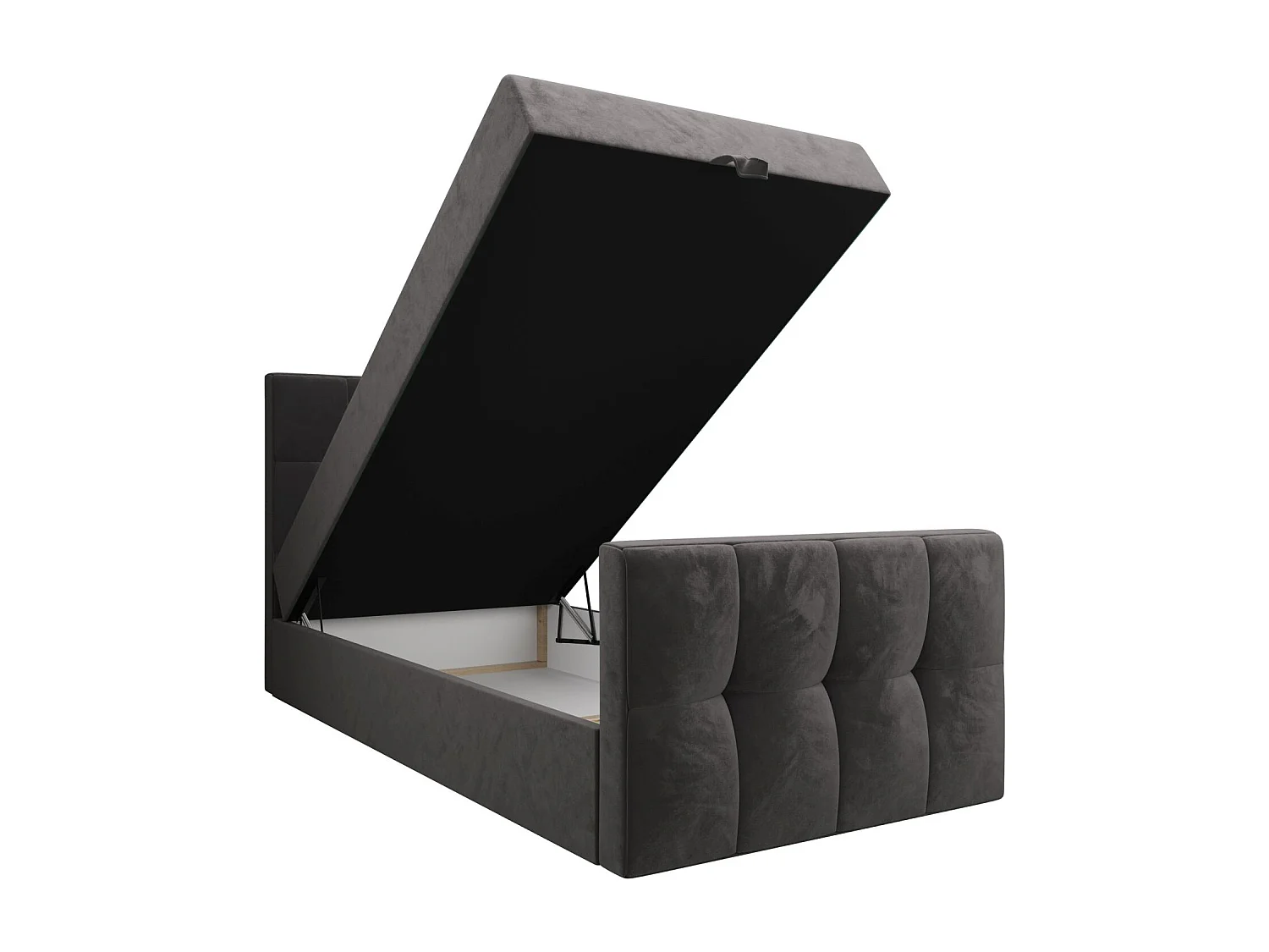 BEDANTE Lit Boxspring MANHATTAN 80x200 Monolith 92 Gris Lit avec coffre Lit simple Lit d’hôtel Surmatelas Matelas Chambre Espace de rangement