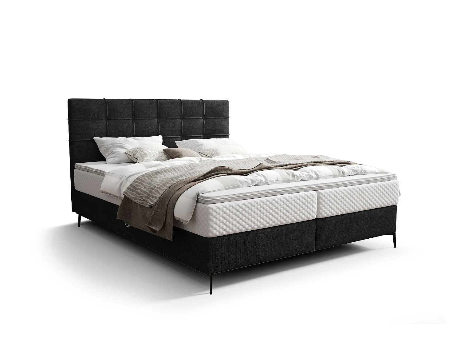 BEDANTE Lit boxspring INAO 160x200 ARAGON 99 Lit Coffre Lit double Lit d’hôtel Surmatelas Matelas Chambre à coucher Rangement