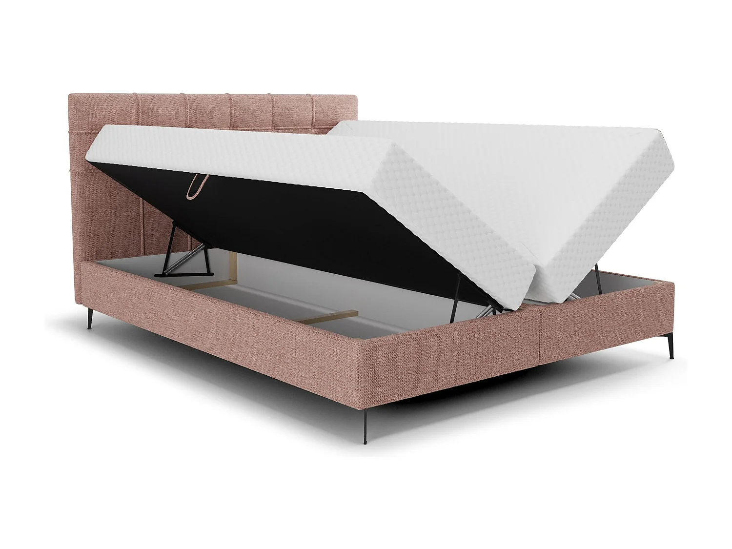 BEDANTE Boxspringbett INAO 140x200 ARAGON 62 Rosa Bett Bettkasten Ehebett Hotelbett Topper Matratze Schlafzimmer Stauraum