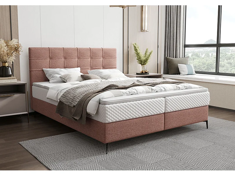 BEDANTE Boxspringbett INAO 140x200 ARAGON 62 Rosa Bett Bettkasten Ehebett Hotelbett Topper Matratze Schlafzimmer Stauraum