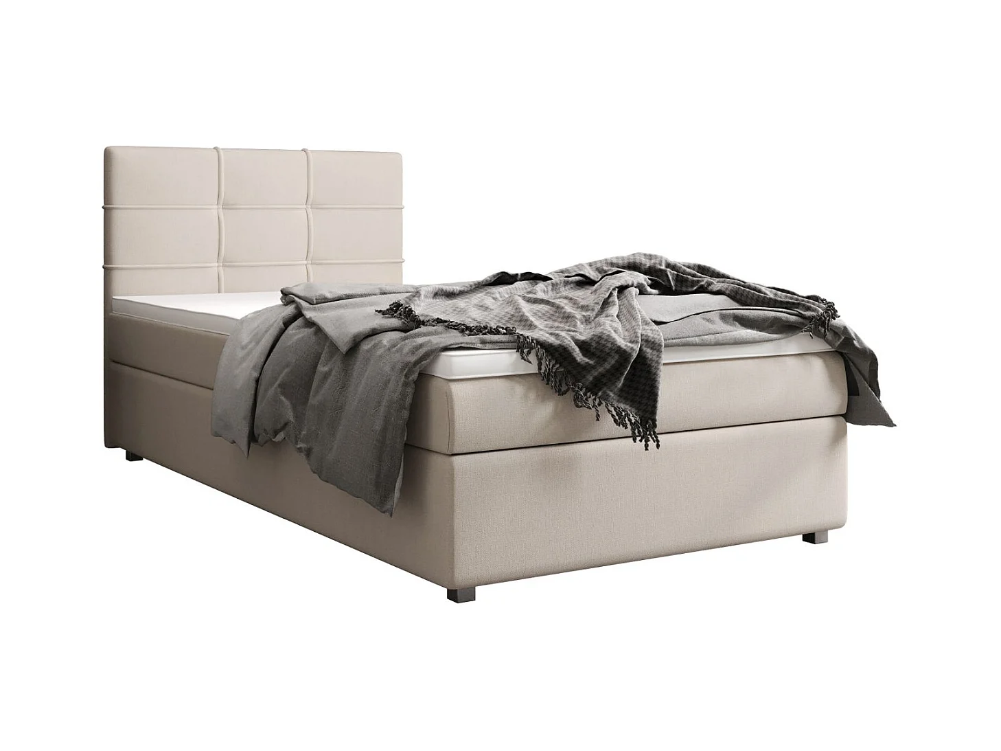 BEDANTE Lit boxspring FADO 1 80x200 Cosmic 10 Beige Lit Coffre Lit simple Lit d’hôtel