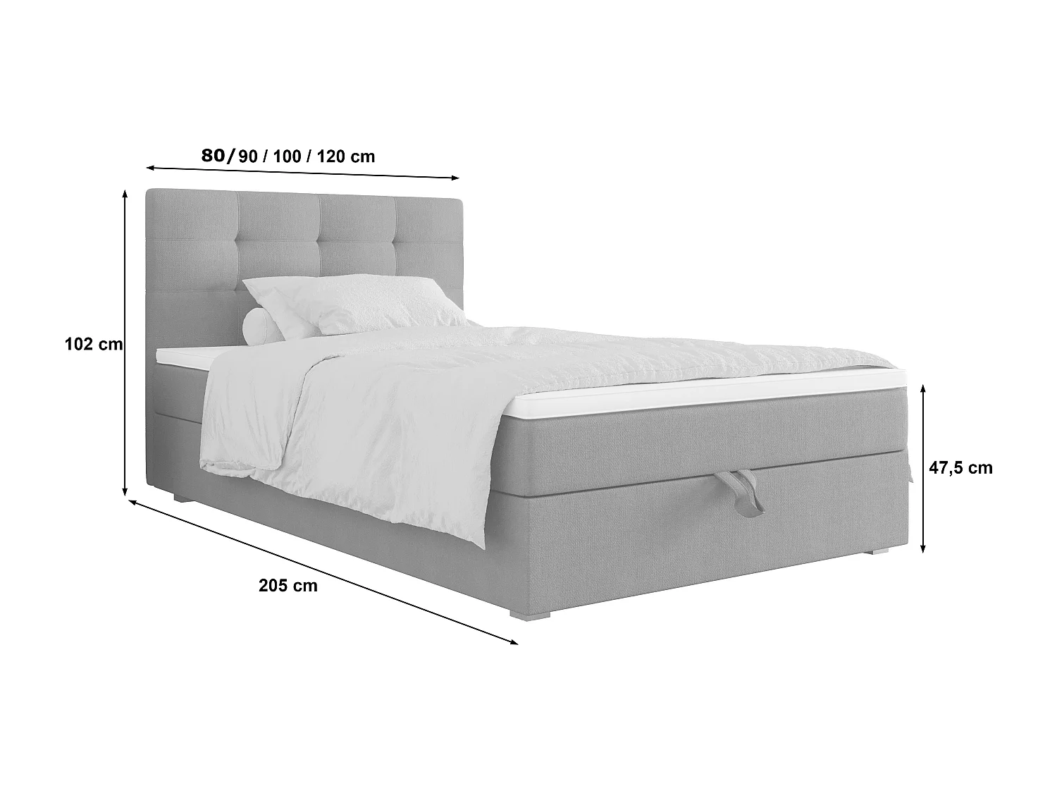 BEDANTE Lit boxspring FADO 2 80x200 Cosmic 10 Beige Lit Coffre Lit simple Lit d’hôtel