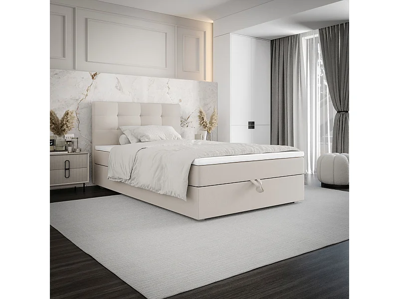 BEDANTE Lit boxspring FADO 2 80x200 Cosmic 10 Beige Lit Coffre Lit simple Lit d’hôtel