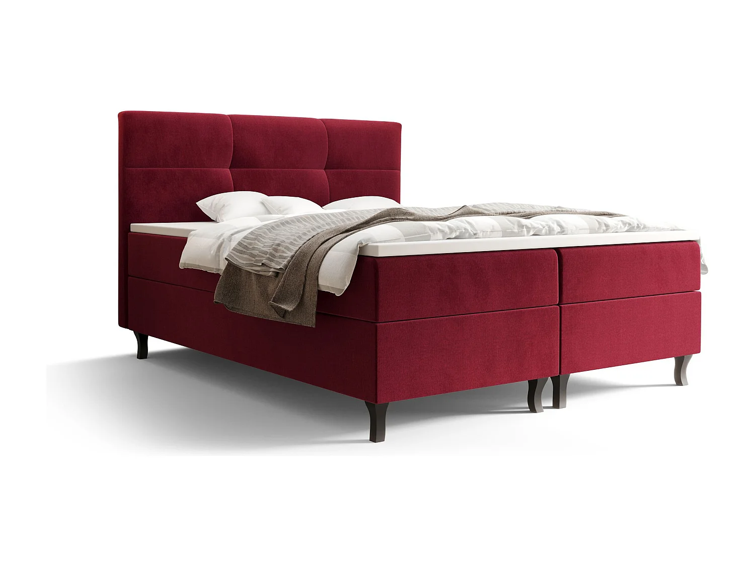 BEDANTE Boxspringbett LIMBA 140x200 Monolith 59 Rot Bett Bettkasten Ehebett Hotelbett Topper Matratze Schlafzimmer Stauraum