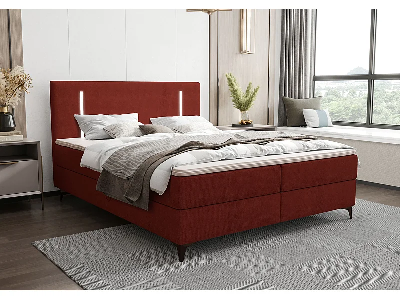 BEDANTE Boxspringbett ONO 160x200 CURIO 57 Rot Bett Bettkasten Ehebett Hotelbett Topper Matratze Schlafzimmer Stauraum