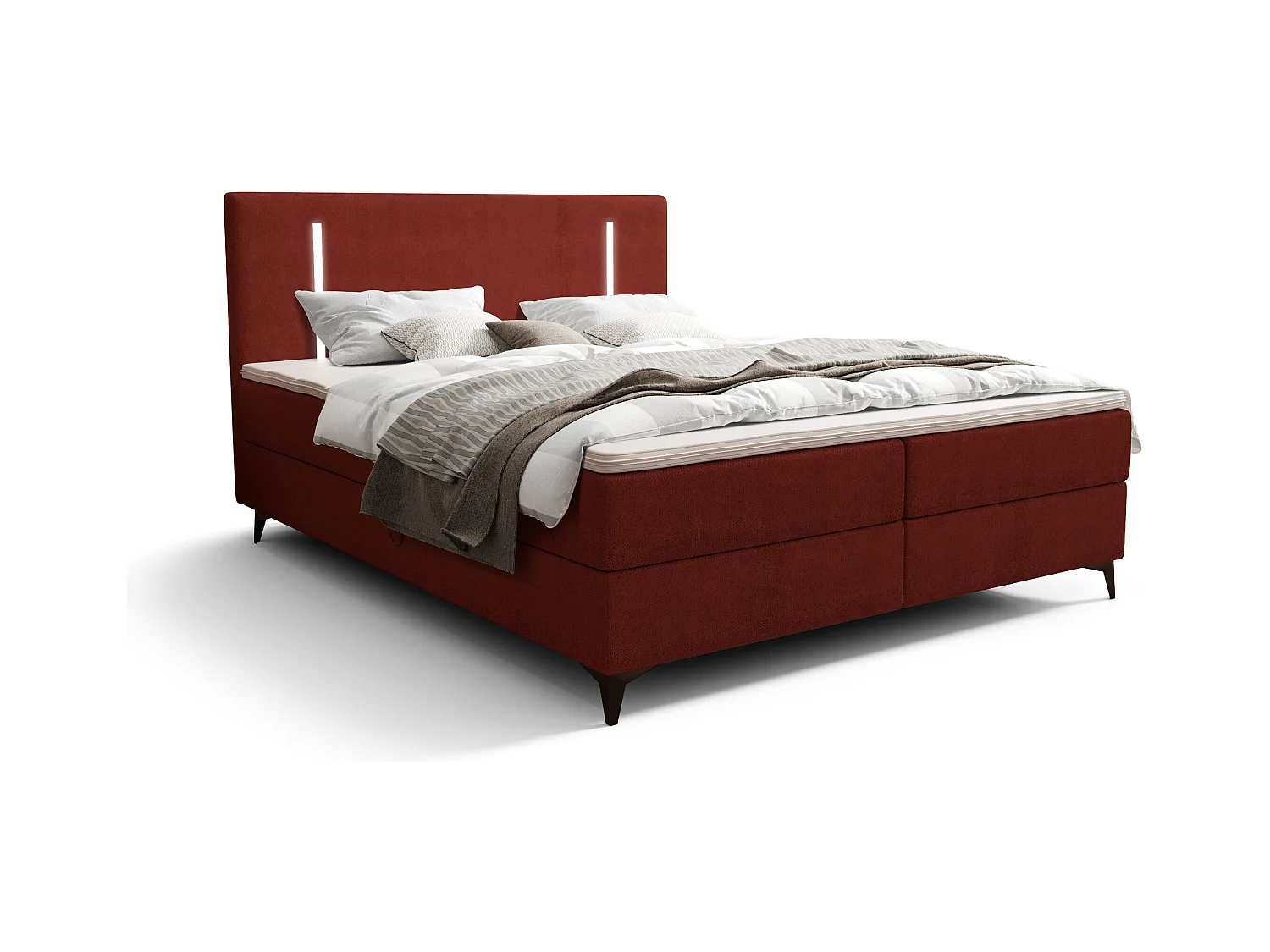 BEDANTE lit boxspring ONO 160x200 CURIO 57 rouge lit coffre de lit lit double lit d'hôtel surmatelas matelas chambre à coucher rangement