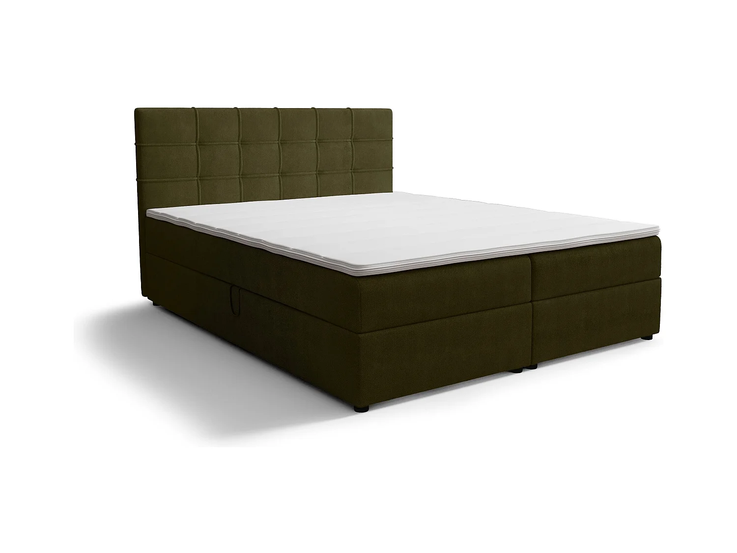 BEDANTE Lit boxspring KIDA 200x200 Curio 39 Vert foncé Lit Litkasten Lit double Lit d'hôtel Chambre à coucher Espace de rangement