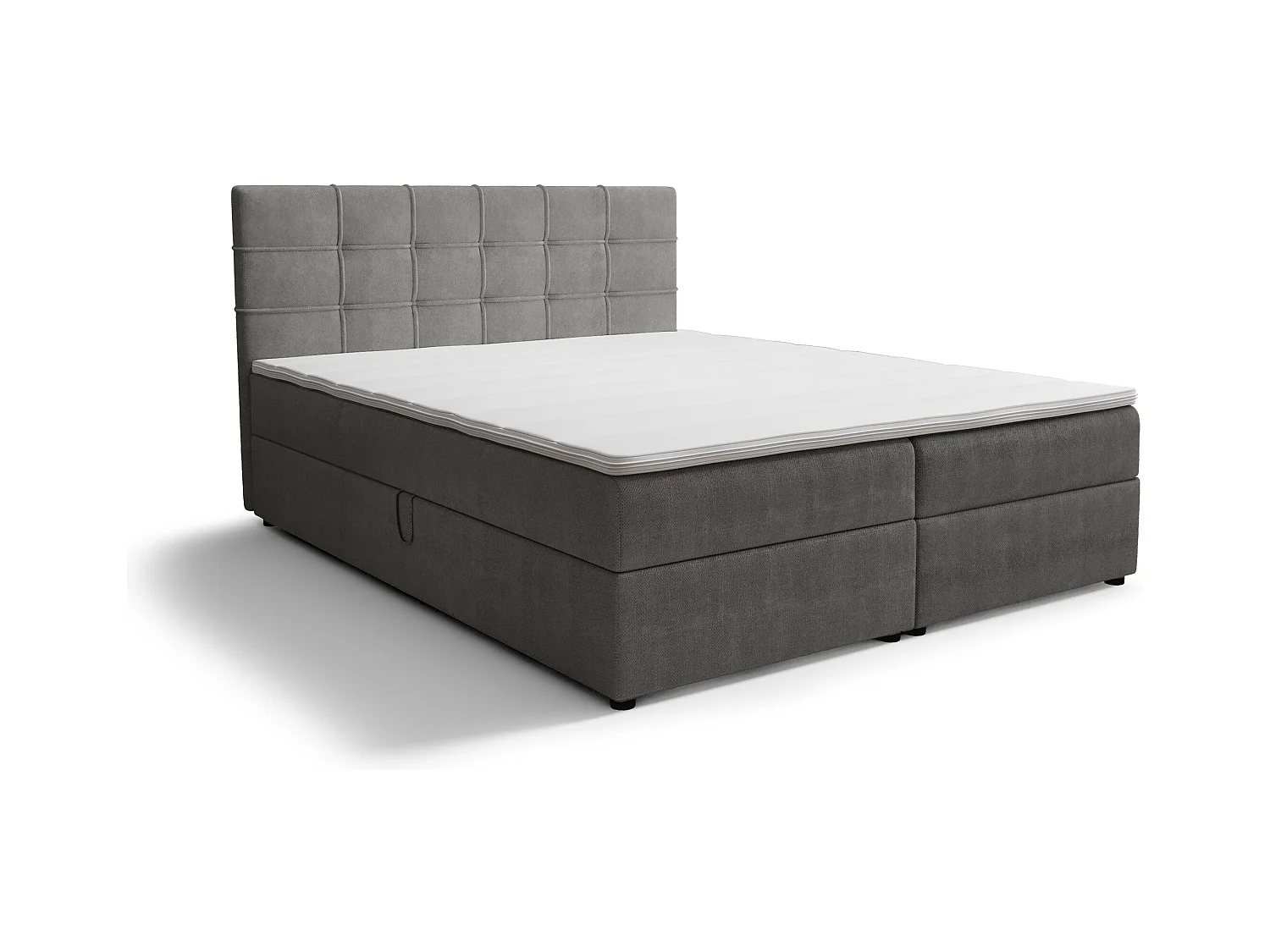 BEDANTE Lit boxspring KIDA 200x200 Curio 93 Gris foncé Lit Litkasten Lit double Lit d'hôtel Chambre à coucher Espace de rangement