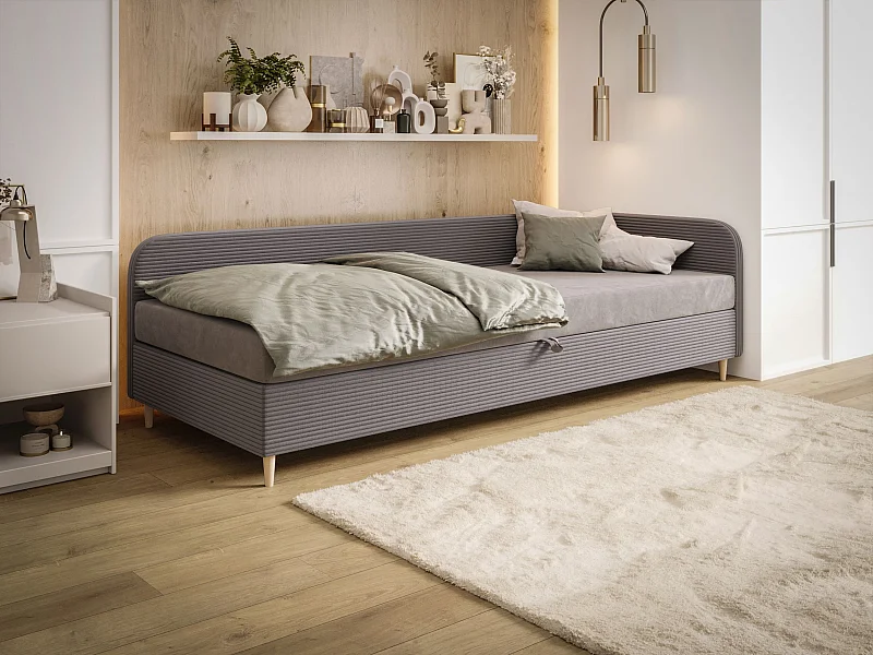 BEDANTE bed MIKO 90x200 RIVIERA 91+LINCOLN 90 grijs bed jeugdbed eenpersoonsbed hotelbed matras slaapkamer opbergruimte