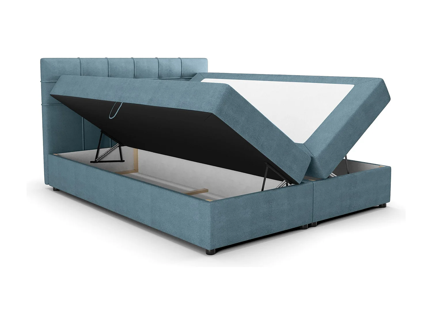 BEDANTE Boxspringbett KIDA 180x200 Curio 74 Blau Bett Bettkasten Ehebett Hotelbett Schlafzimmer Topper Matratze Stauraum