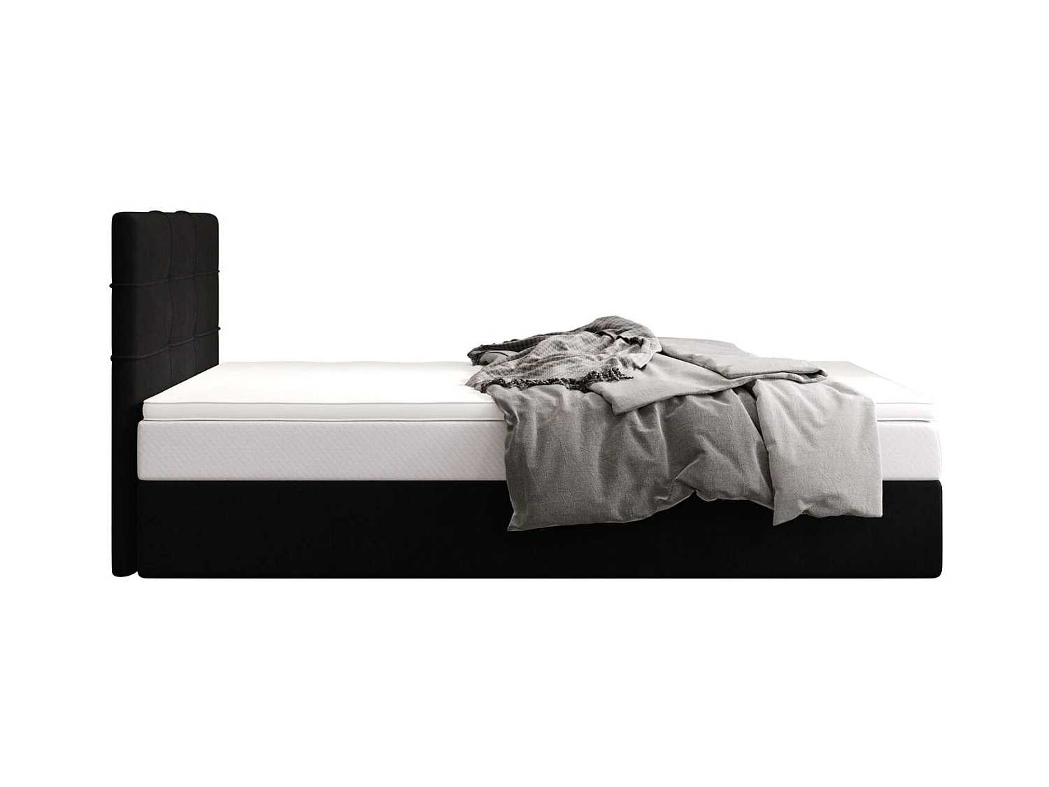 BEDANTE lit boxspring DUO 2 80x200 Cosmic 100 noir lit avec coffre lit double lit d’hôtel surmatelas matelas chambre espace de rangement