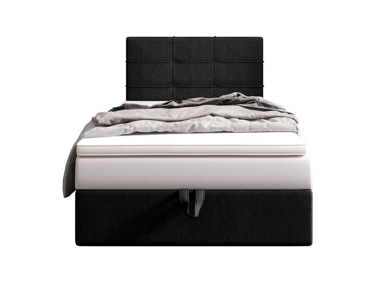 BEDANTE lit boxspring DUO 2 80x200 Cosmic 100 noir lit avec coffre lit double lit d’hôtel surmatelas matelas chambre espace de rangement