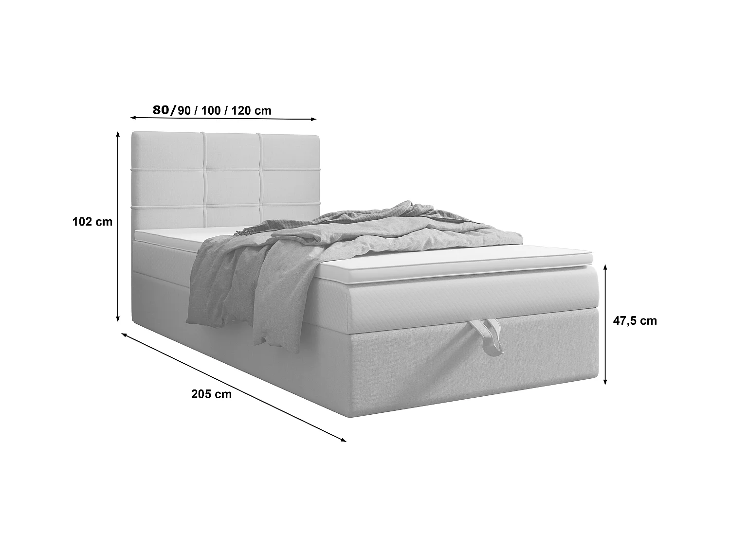 BEDANTE lit boxspring DUO 2 80x200 Cosmic 100 noir lit avec coffre lit double lit d’hôtel surmatelas matelas chambre espace de rangement