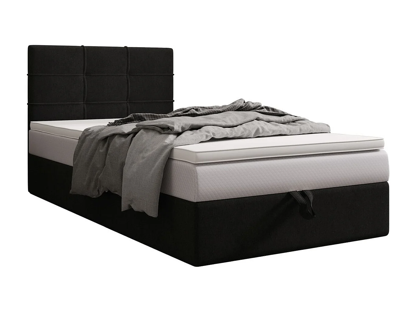BEDANTE lit boxspring DUO 2 80x200 Cosmic 100 noir lit avec coffre lit double lit d’hôtel surmatelas matelas chambre espace de rangement