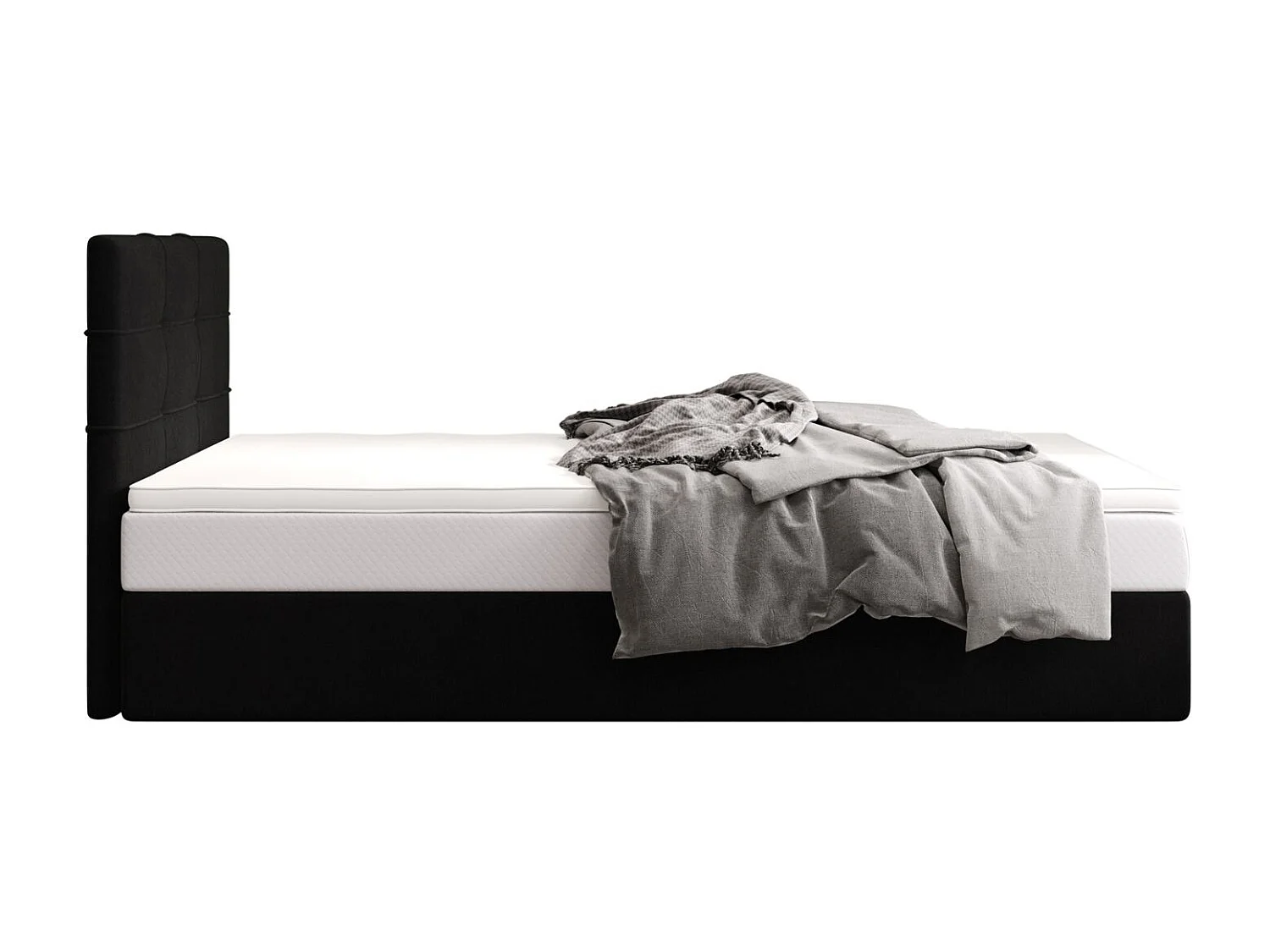 BEDANTE lit boxspring DUO 2 80x200 Cosmic 100 noir lit avec coffre lit double lit d’hôtel surmatelas matelas chambre espace de rangement