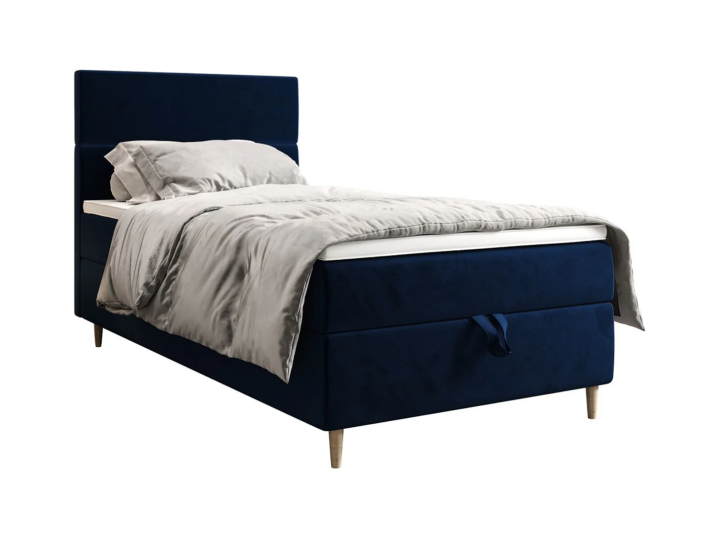 BEDANTE Lit boxspring FLO 80x200 Itaka 11 Bleu foncé Lit Coffre Lit simple Lit d'hôtel Surmatelas Matelas Chambre Rangement