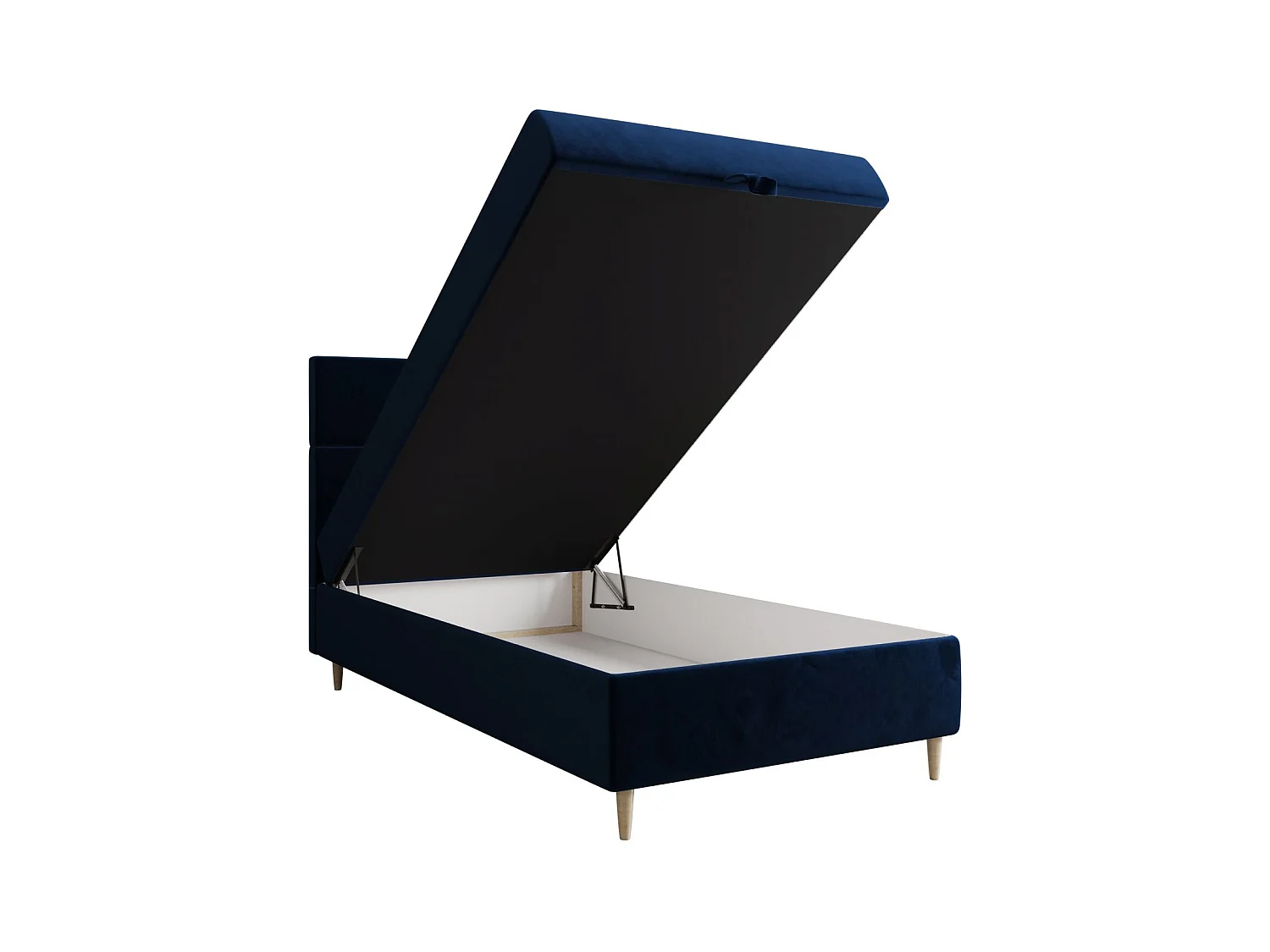 BEDANTE Lit boxspring FLO 80x200 Itaka 11 Bleu foncé Lit Coffre Lit simple Lit d'hôtel Surmatelas Matelas Chambre Rangement