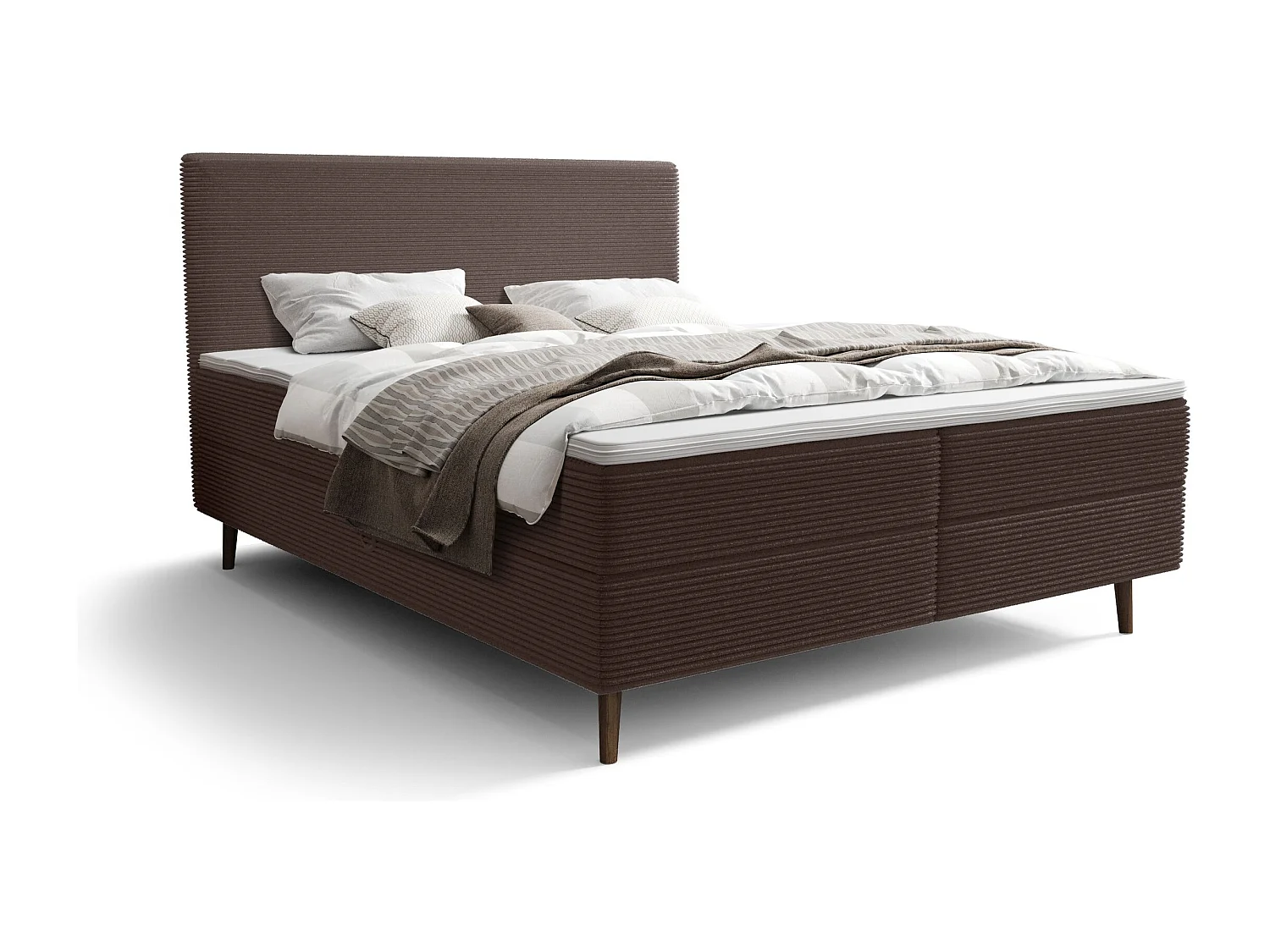 BEDANTE Boxspringbett NARA 180x200 POSO 004 Braun Bett Bettkasten Ehebett Hotelbett Topper Matratze Schlafzimmer Stauraum