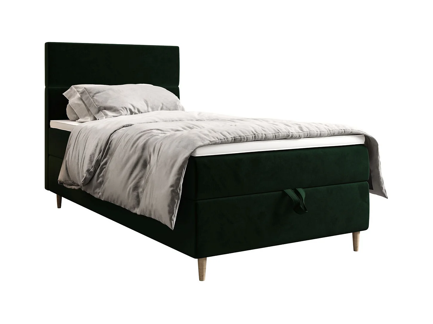 BEDANTE Lit boxspring FLO 80x200 Itaka 10 Vert foncé Lit Coffre Lit simple Lit d'hôtel Surmatelas Matelas Chambre Rangement